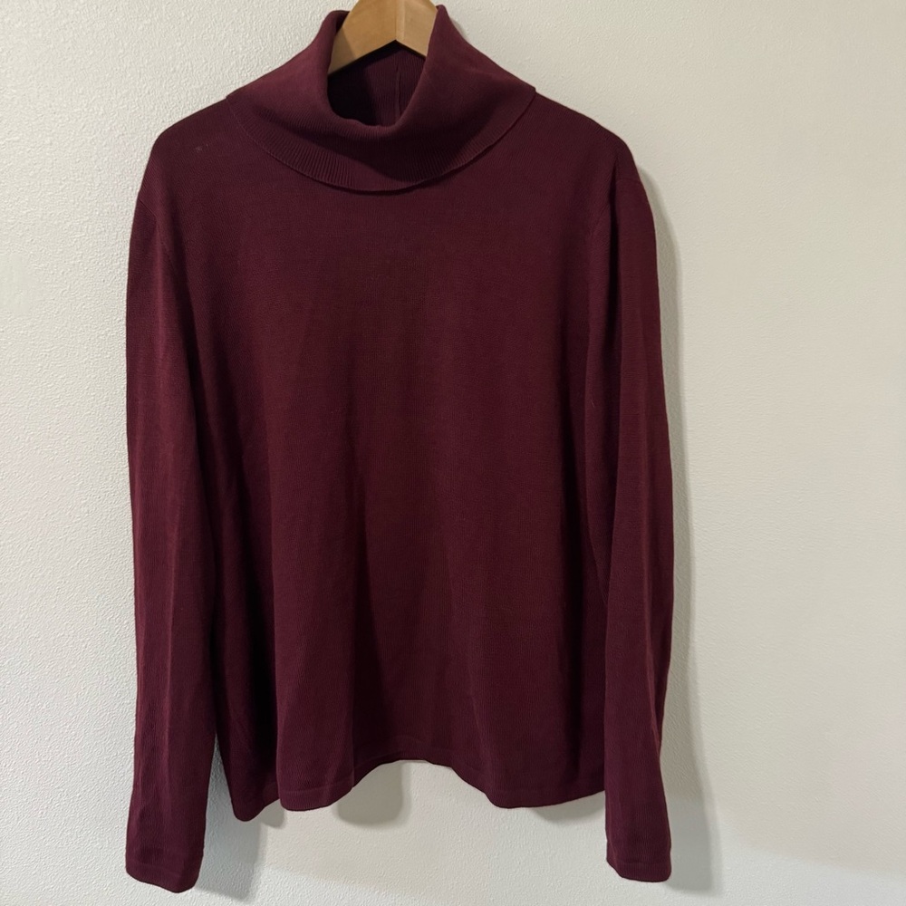St. John Collection Wool Blend Turtleneck Sweater Wine Contemporary X-Large